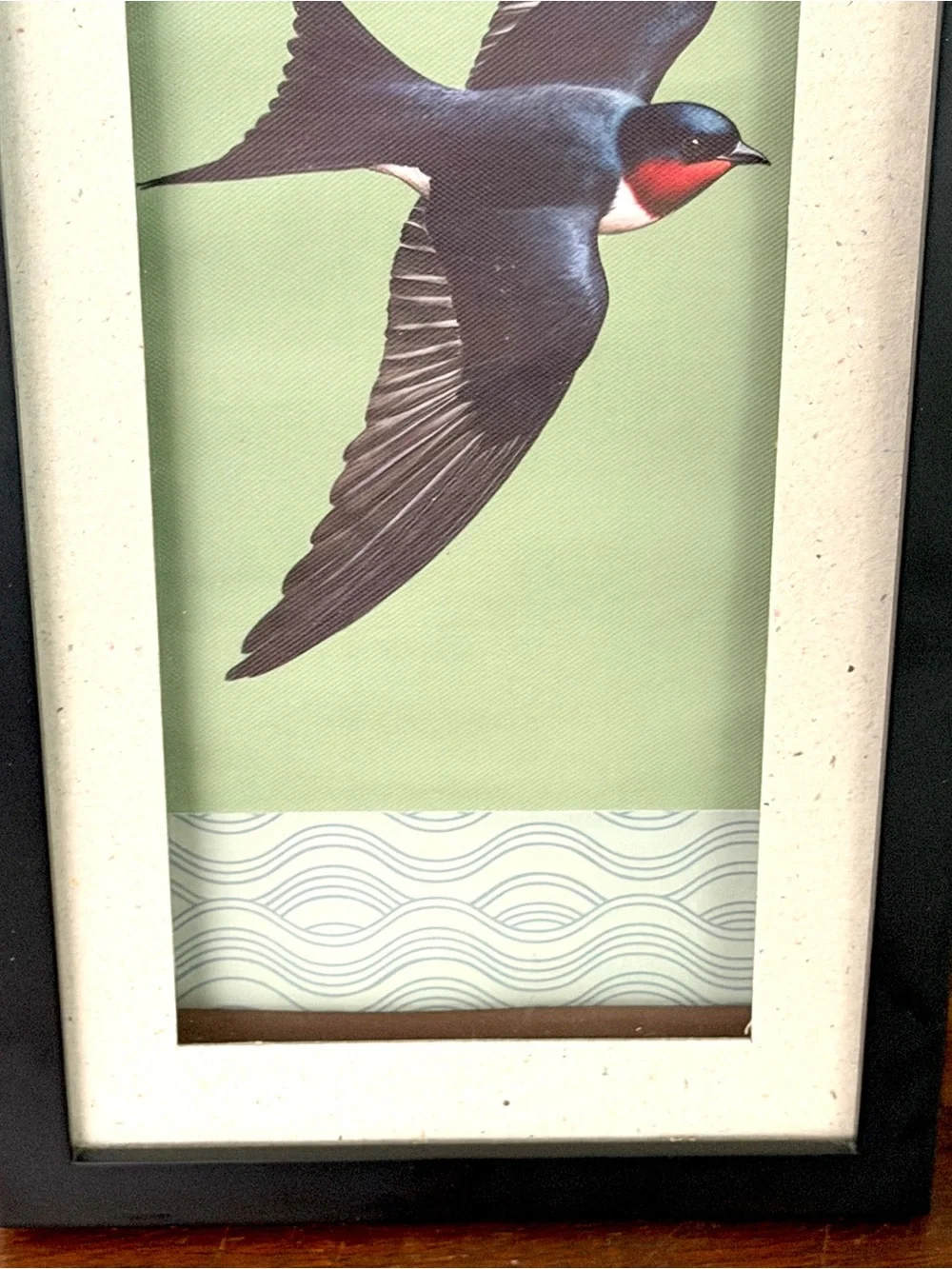 Vintage Swallow Bird Canvas Art Print Shadowbox Black Framed Wall Art 8x18” Boho